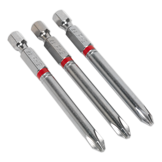Sealey 75mm Phillips #2 Colour-Coded S2 Power Tool Bit - Pack of 3 AK210511
