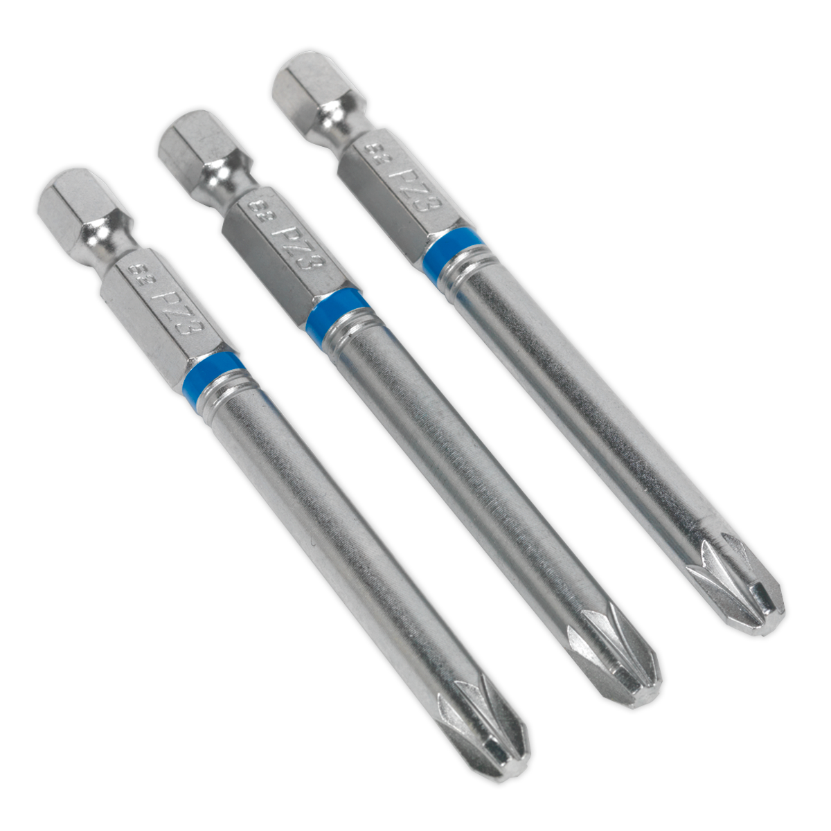 Sealey 75mm Pozi #3 Colour-Coded S2 Power Tool Bit - Pack of 3 AK210515