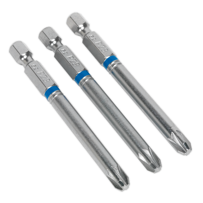 Sealey 75mm Pozi #3 Colour-Coded S2 Power Tool Bit - Pack of 3 AK210515