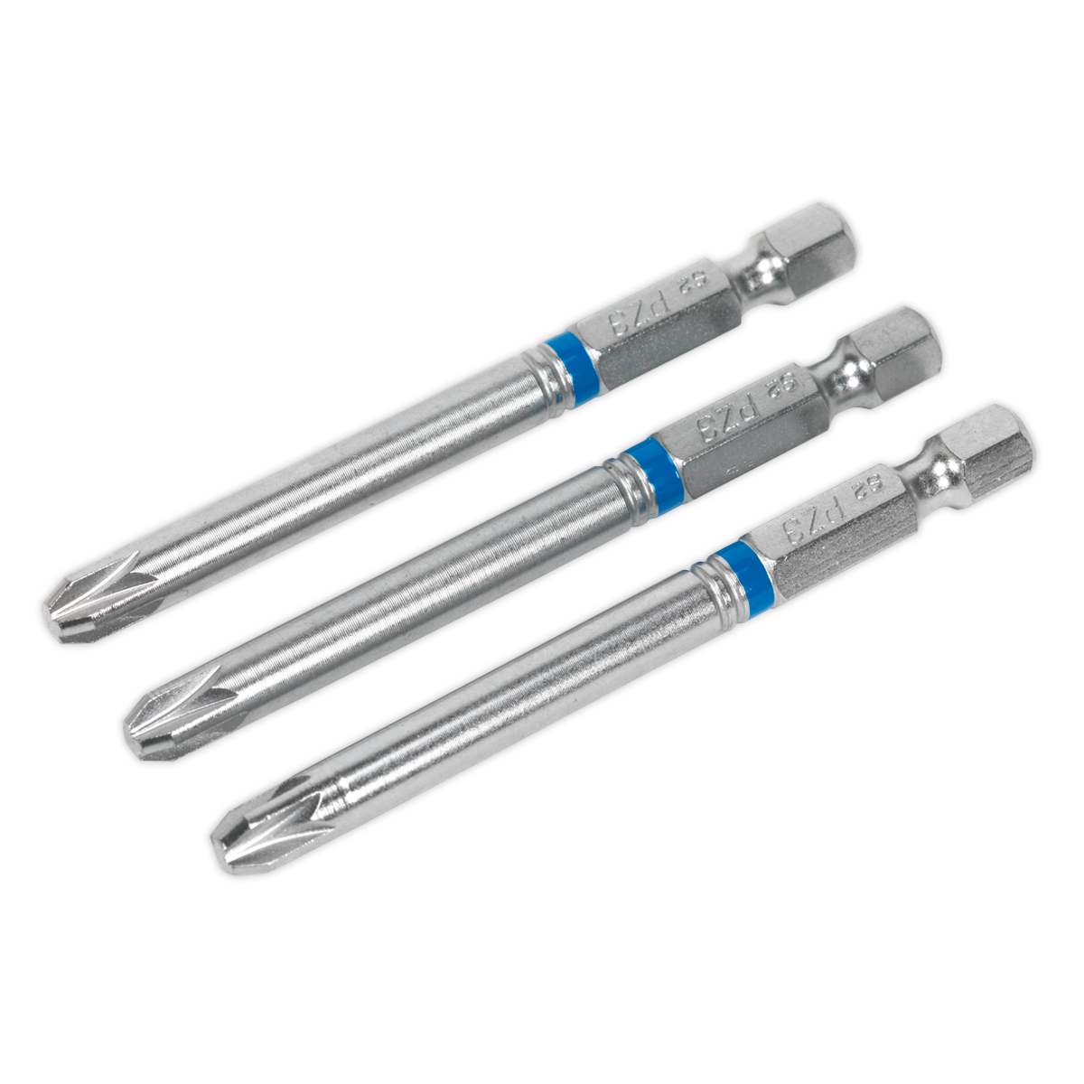 Sealey 75mm Pozi #3 Colour-Coded S2 Power Tool Bit - Pack of 3 AK210515