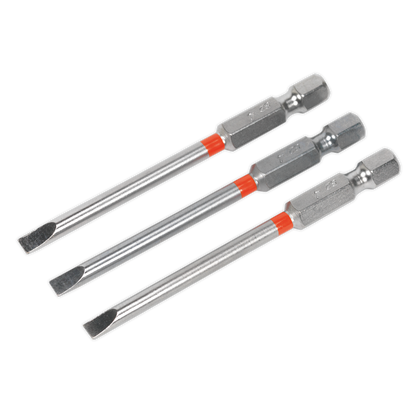 Sealey 75mm Slotted 4mm Colour-Coded S2 Power Tool Bit - Pack of 3 AK210516