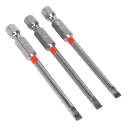 Sealey 75mm Slotted 4mm Colour-Coded S2 Power Tool Bit - Pack of 3 AK210516