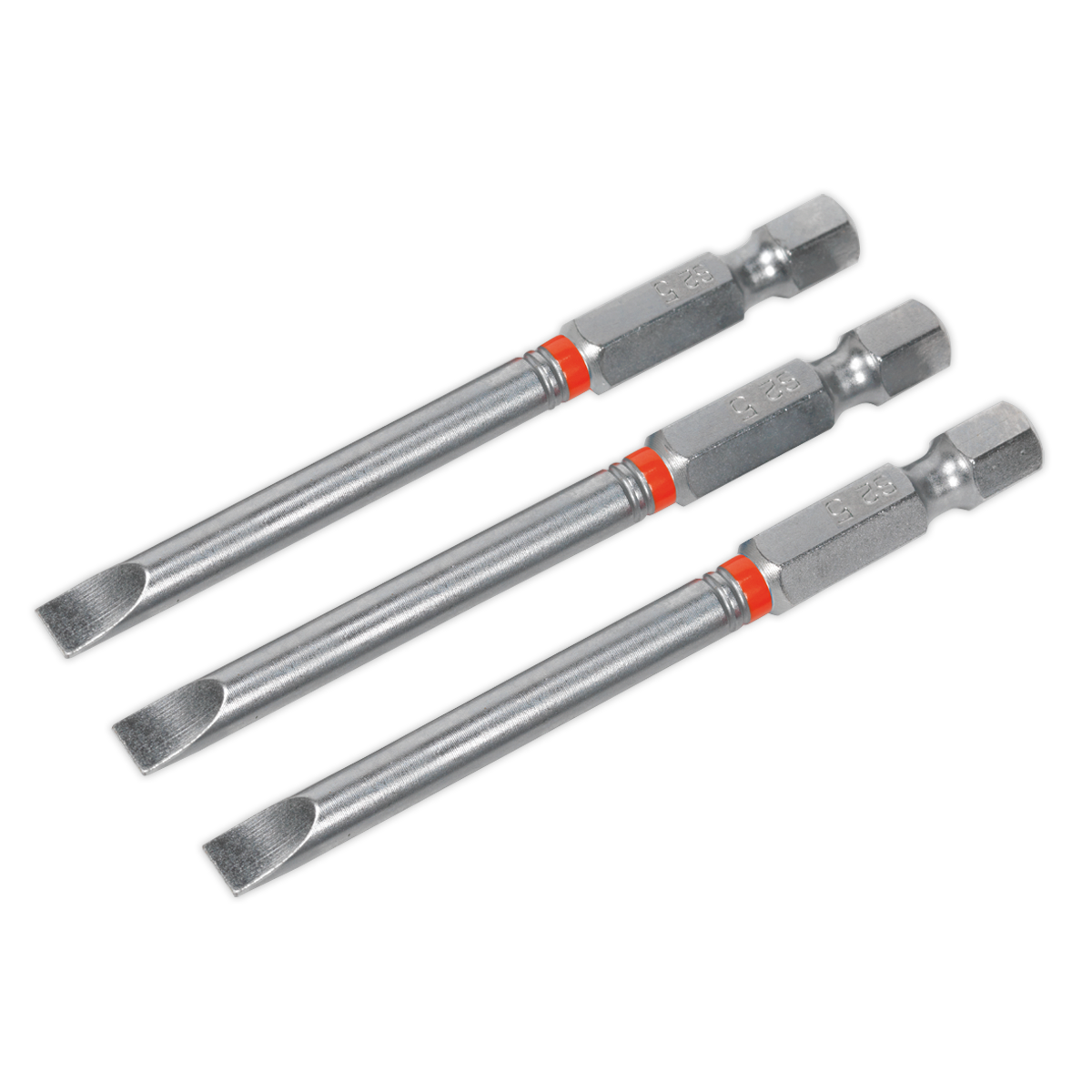 Sealey 75mm Slotted 5mm Colour-Coded S2 Power Tool Bit - Pack of 3 AK210517