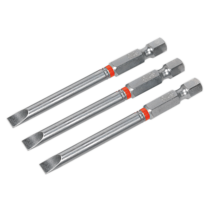 Sealey 75mm Slotted 5mm Colour-Coded S2 Power Tool Bit - Pack of 3 AK210517