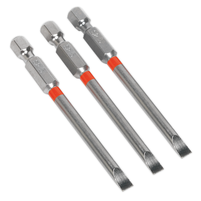 Sealey 75mm Slotted 5mm Colour-Coded S2 Power Tool Bit - Pack of 3 AK210517