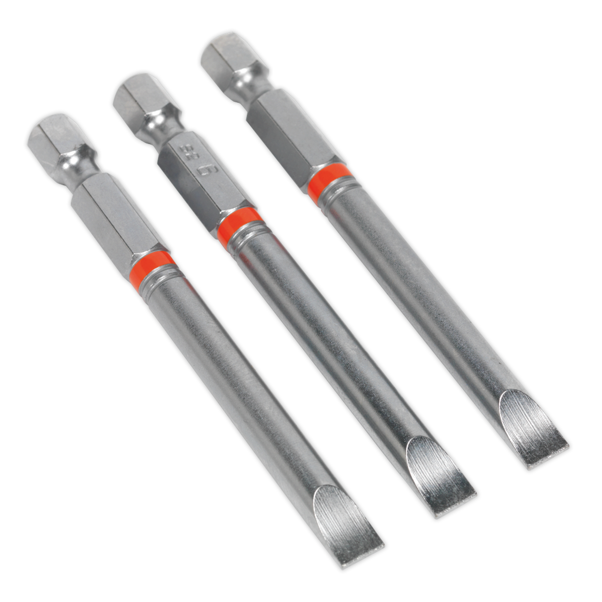 Sealey 75mm Slotted 6mm Colour-Coded S2 Power Tool Bit - Pack of 3 AK210518