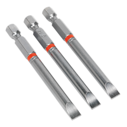Sealey 75mm Slotted 6mm Colour-Coded S2 Power Tool Bit - Pack of 3 AK210518