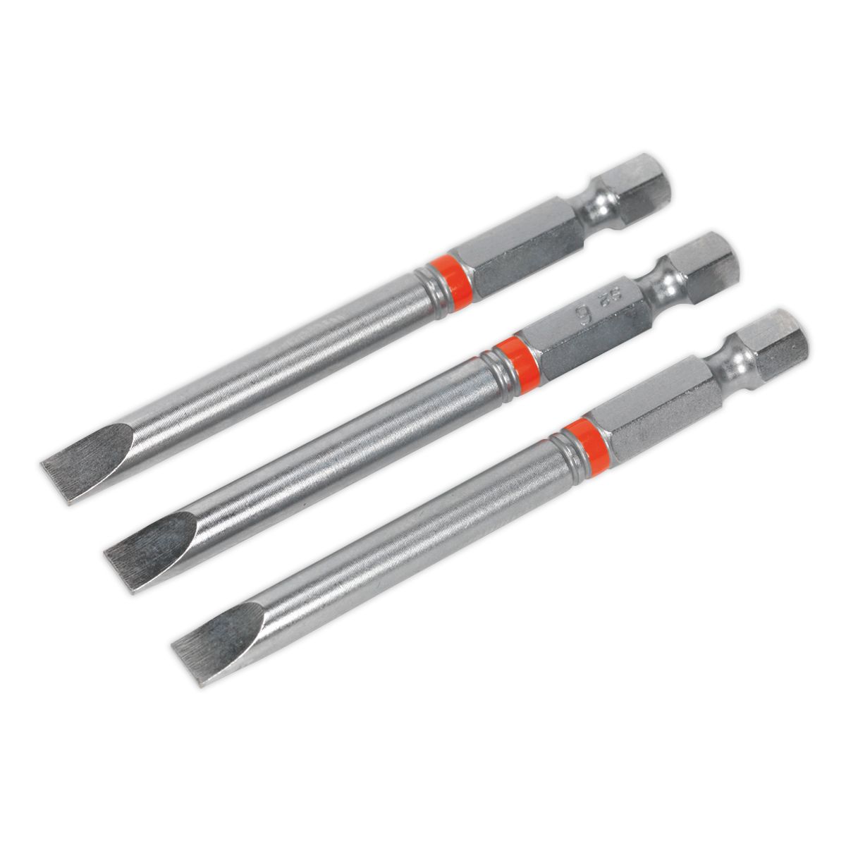 Sealey 75mm Slotted 6mm Colour-Coded S2 Power Tool Bit - Pack of 3 AK210518