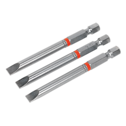 Sealey 75mm Slotted 6mm Colour-Coded S2 Power Tool Bit - Pack of 3 AK210518