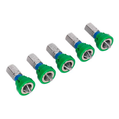 Sealey 25mm Pozi #2 Power Tool Bit with Magnetic Holder - Pack of 5 AK210521