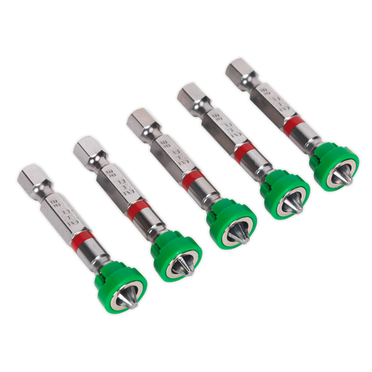 Sealey 50mm Phillips #2 Power Tool Bit with Magnetic Holder - Pack of 5 AK210522