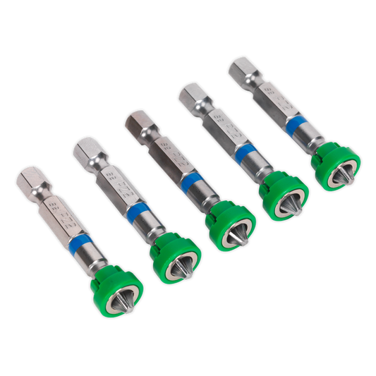 Sealey 50mm Pozi #2 Power Tool Bit with Magnetic Holder - Pack of 5 AK210523