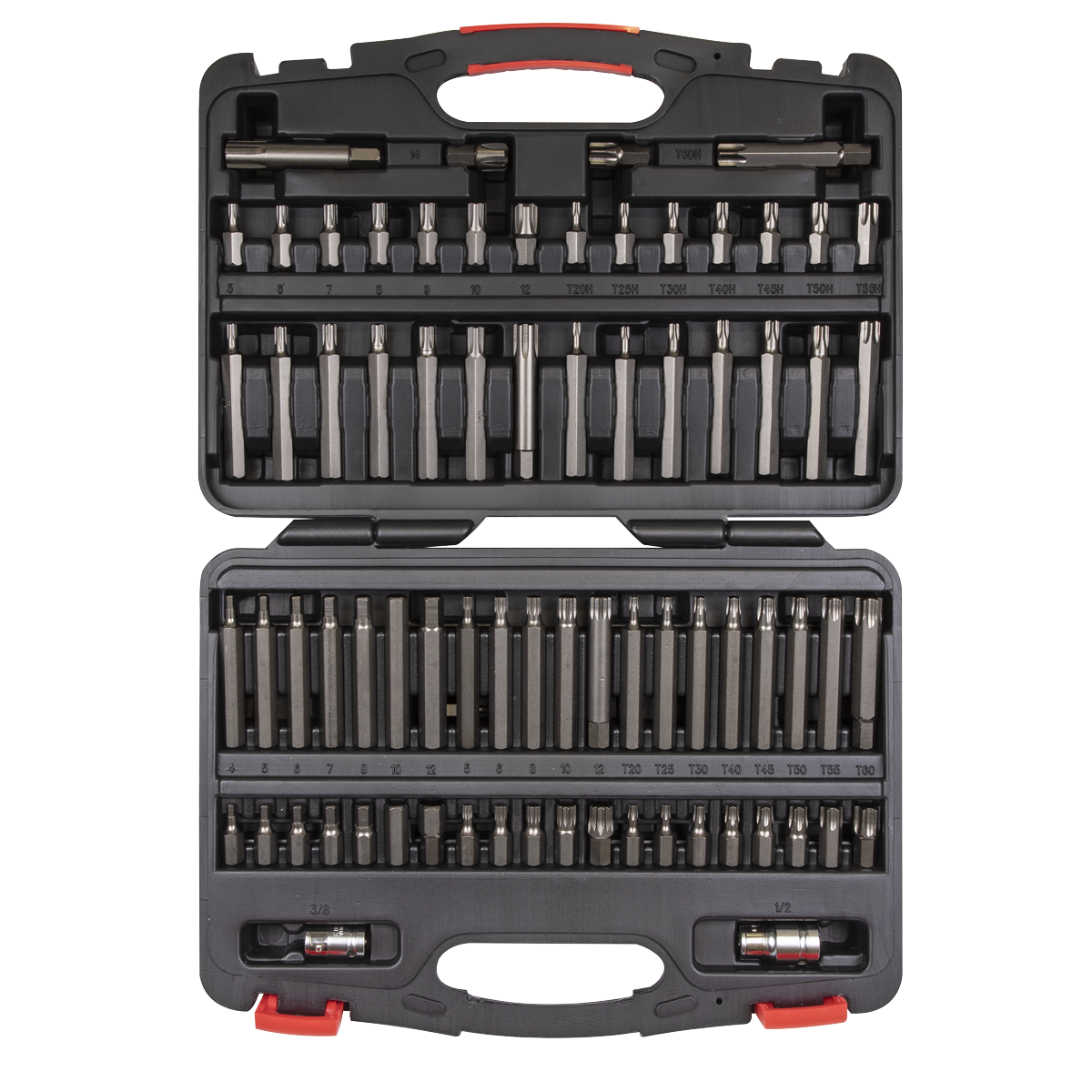 Sealey 74pc 3/8" & 1/2"Sq Drive TRX-Star*/Security TRX-Star*/Hex/Ribe/Spline Bit Set AK21974P