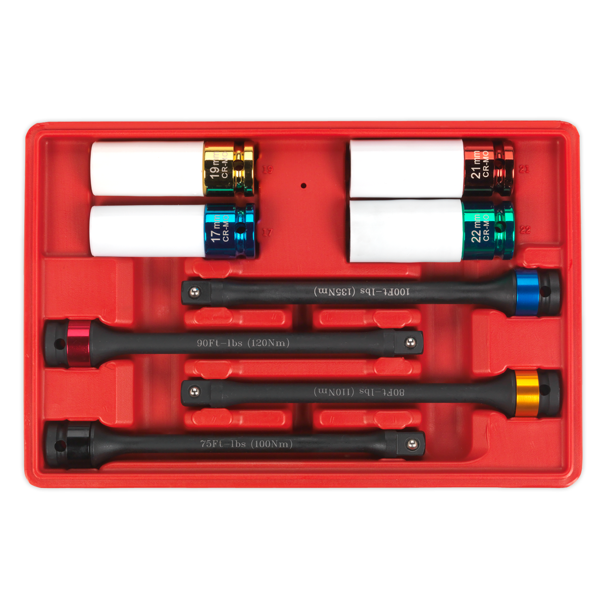 Sealey 8pc 1/2"Sq Drive Torque Stick & Alloy Wheel Impact Socket Set AK2243