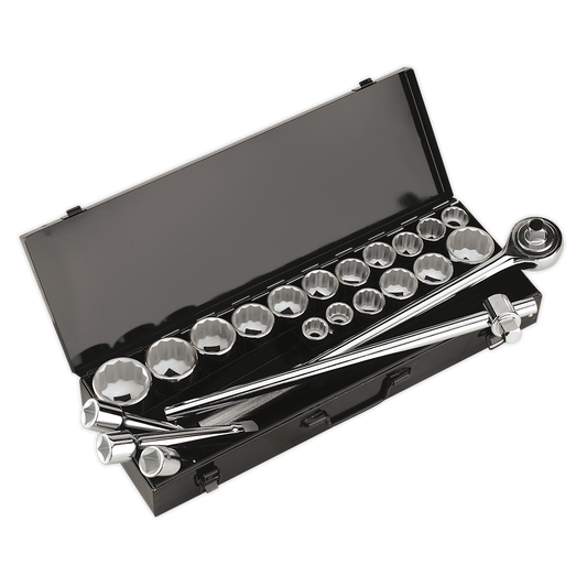 Sealey 22pc 3/4"Sq Drive 12-point WallDrive® Socket Set - Metric/Imperial AK259/CRV