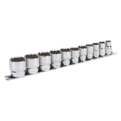 Sealey 11pc 3/8"Sq Drive 12pt WallDrive® Socket Set - Imperial AK2672