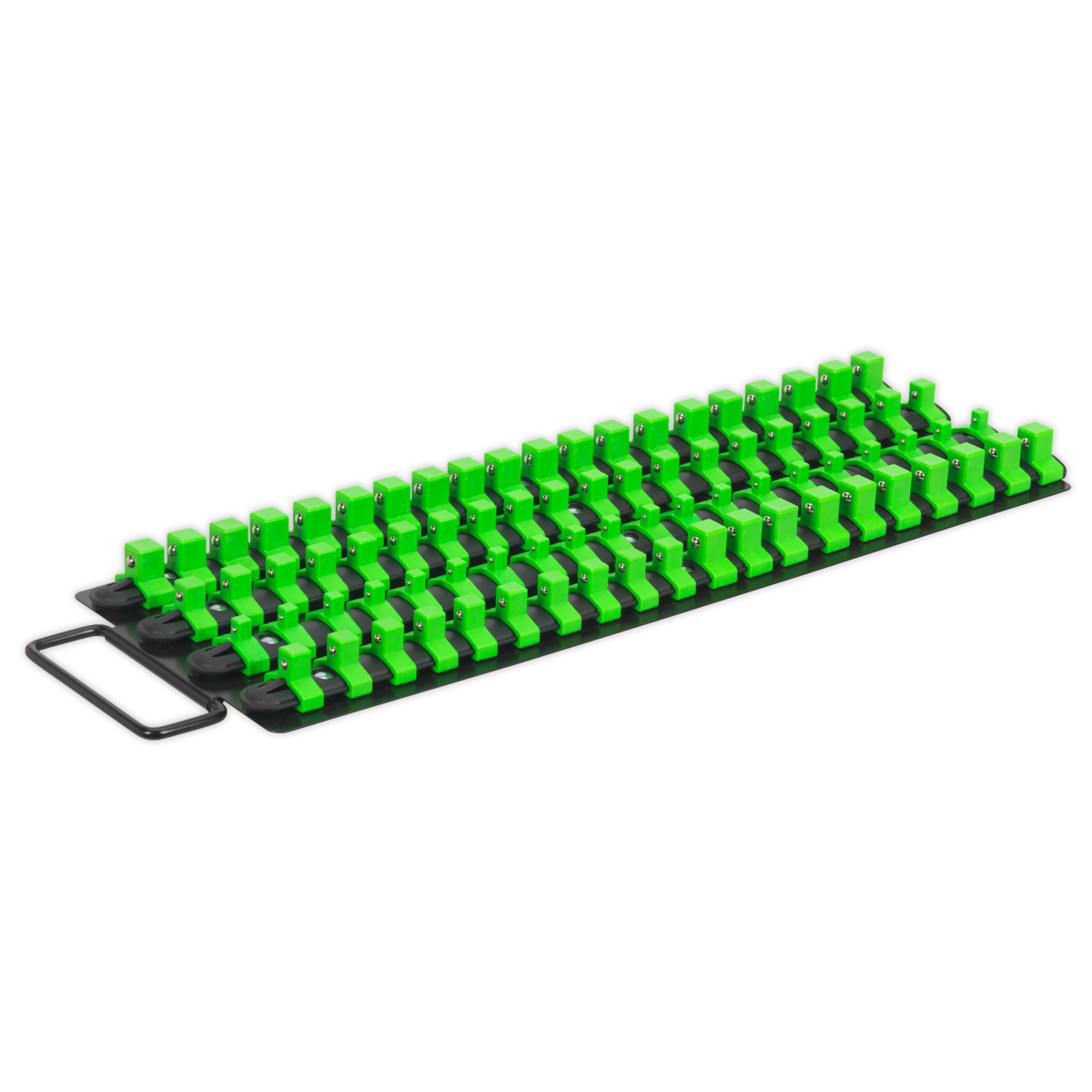Sealey 1/4", 3/8" & 1/2"Sq Drive Socket Rail Tray - Hi-Vis Green AK27051HV