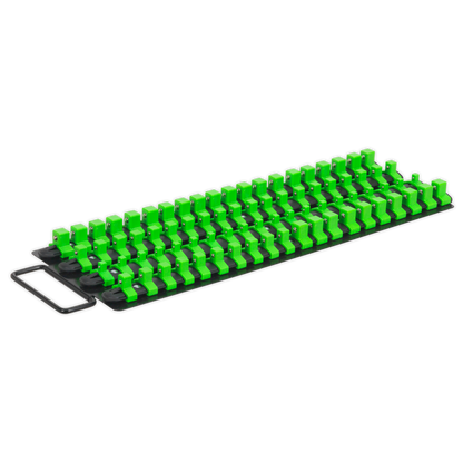 Sealey 1/4", 3/8" & 1/2"Sq Drive Socket Rail Tray - Hi-Vis Green AK27051HV