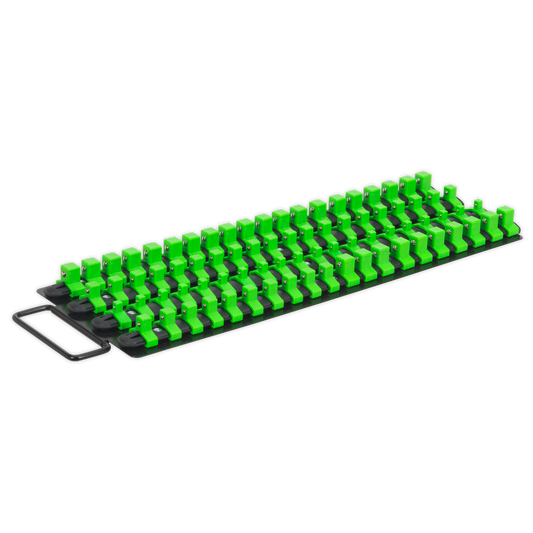 Sealey 1/4", 3/8" & 1/2"Sq Drive Socket Rail Tray - Hi-Vis Green AK27051HV