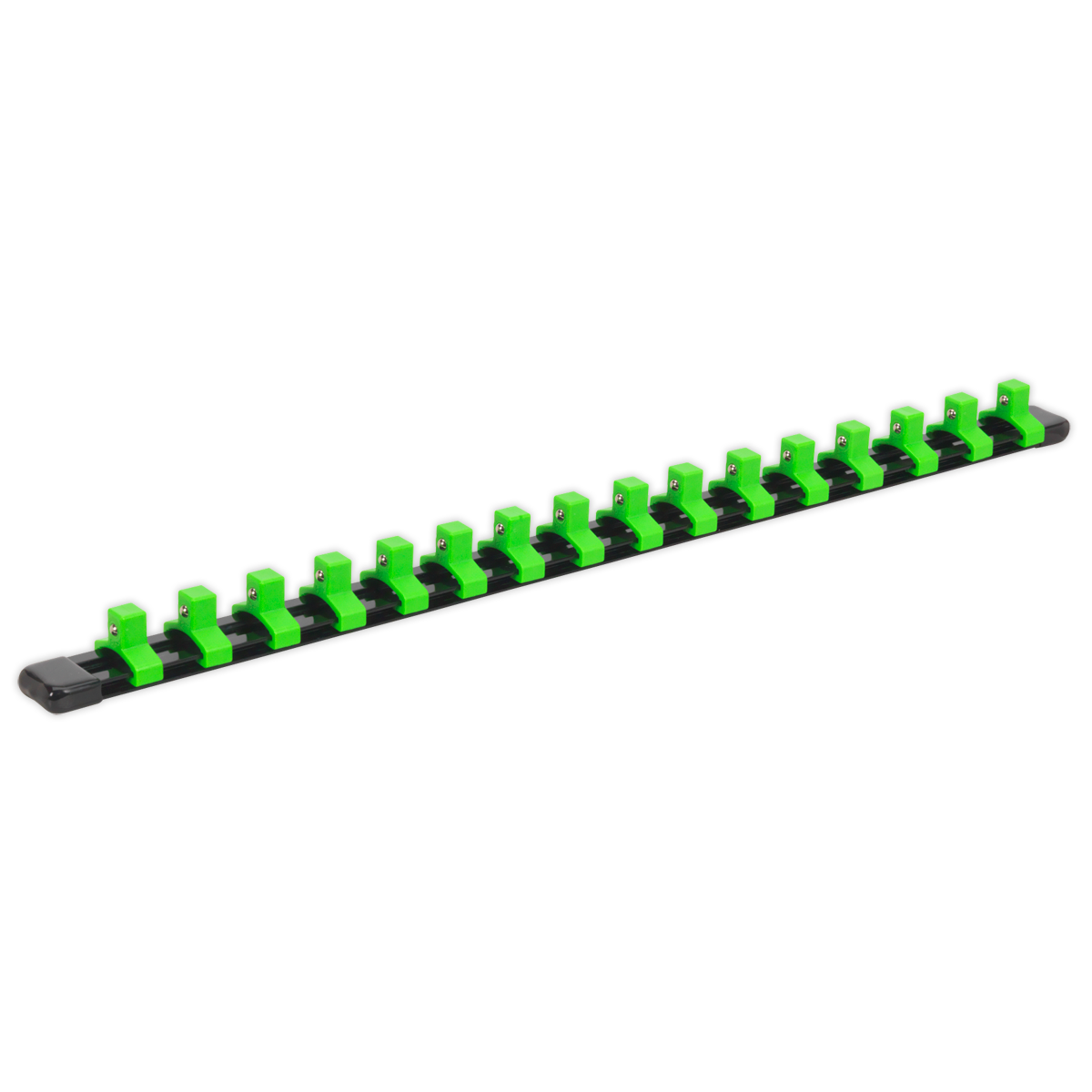 Sealey 3/8"Sq Drive Socket Retaining Rail with 16 Clips - Hi-Vis Green AK27053HV