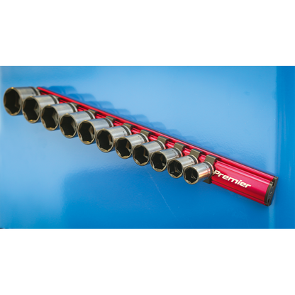 Sealey 3/8"Sq Drive Magnetic Socket Retaining Rail with 12 Clips AK27083