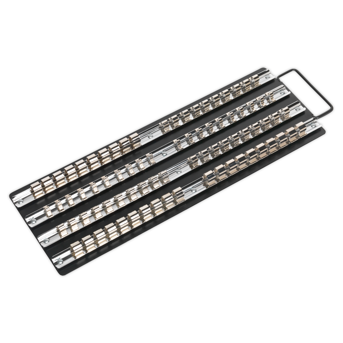 Sealey 1/4", 3/8" & 1/2"Sq Drive Socket Rail Tray - Black AK271B