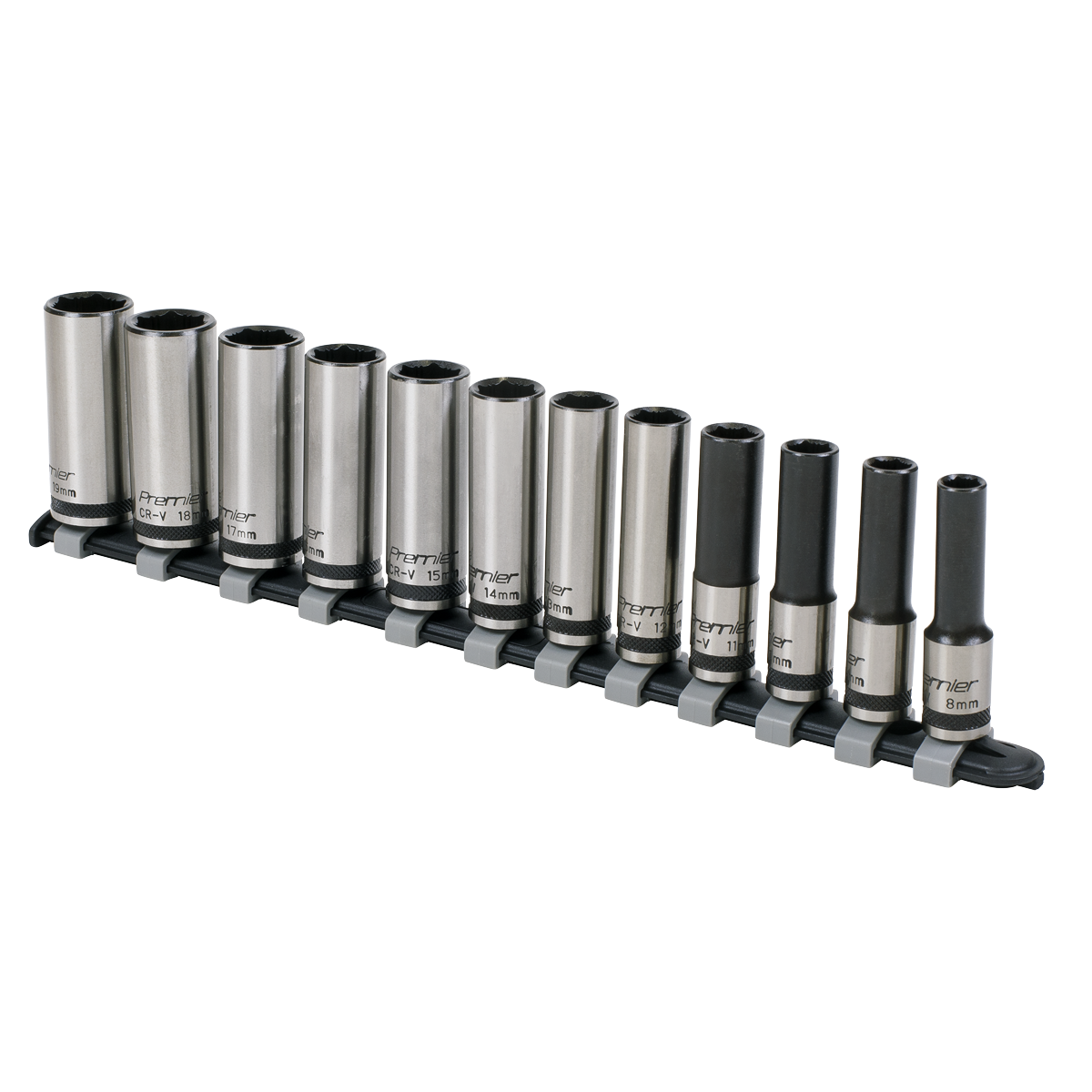 Sealey 12pc 3/8"Sq Drive Deep Lock-On™ Socket Set - Black Series AK2744B