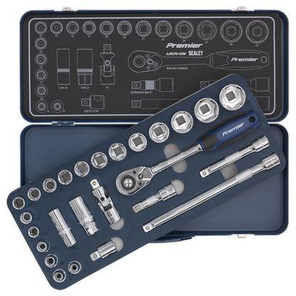 Sealey 26pc 1/2"Sq Drive Lock-On™ Socket Set AK27482