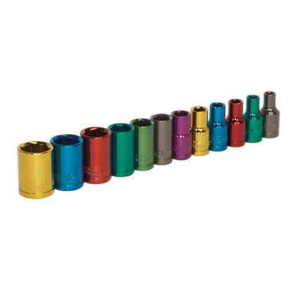 Sealey 12pc 1/4"Sq Drive Multi-Coloured Socket Set AK282