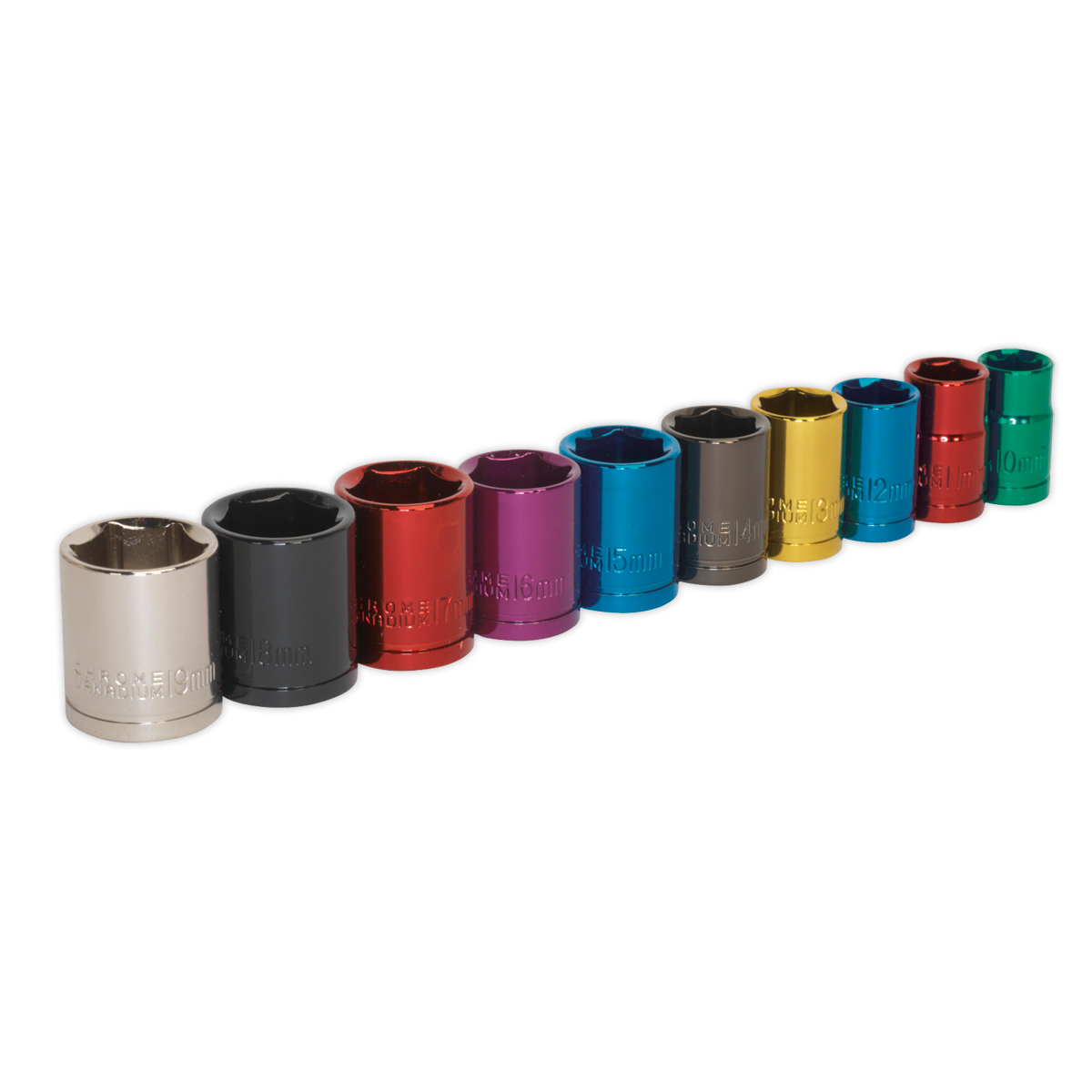 Sealey 10pc 3/8"Sq Drive Multi-Coloured Socket Set AK285