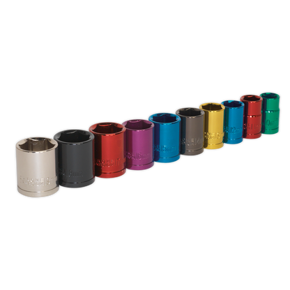 Sealey 10pc 3/8"Sq Drive Multi-Coloured Socket Set AK285
