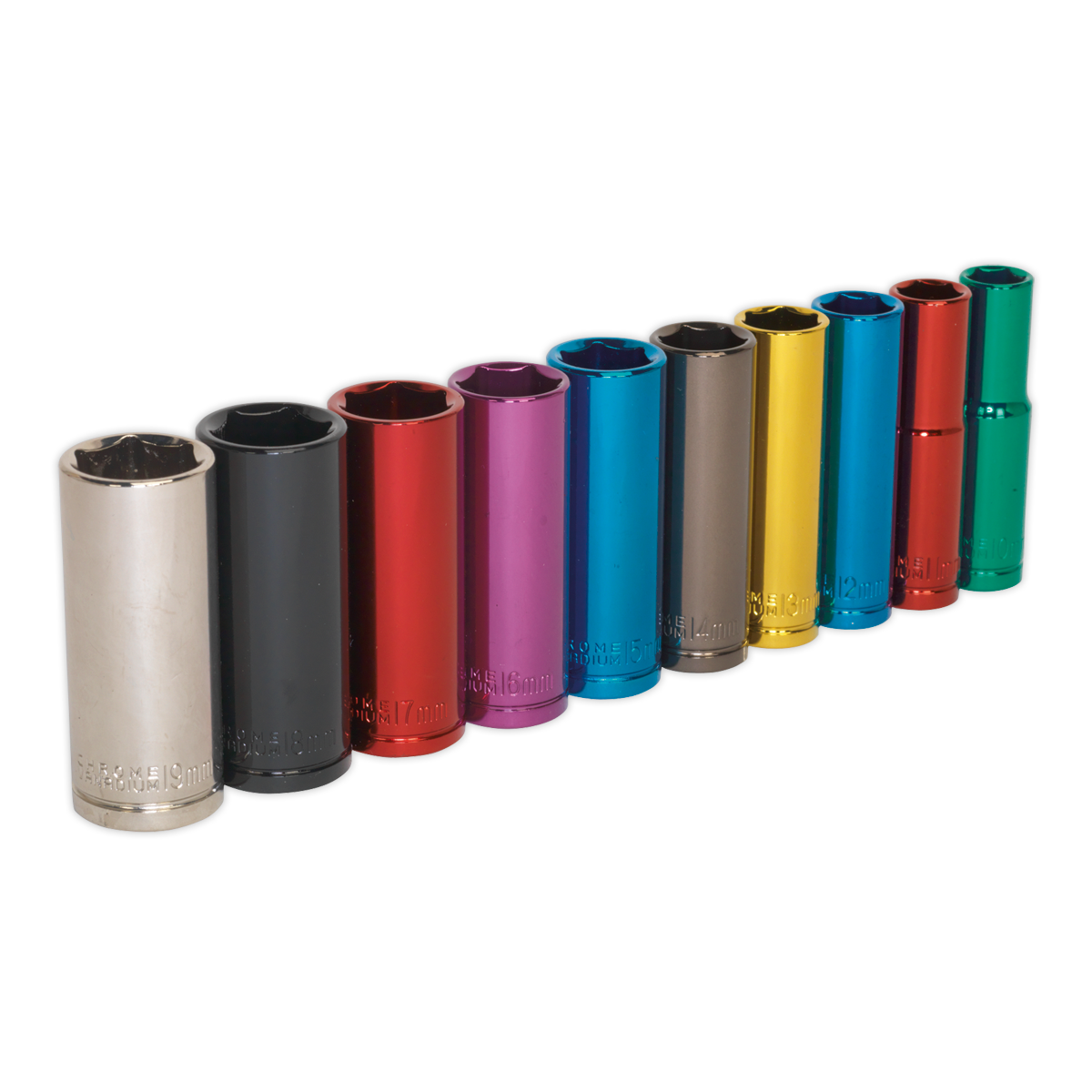 Sealey 10pc 3/8"Sq Drive Deep Multi-Coloured Socket Set AK285D