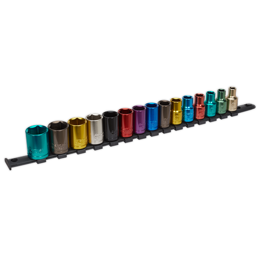Sealey 15pc 1/2"Sq Drive Multi-Coloured Socket Set WallDrive® AK2874