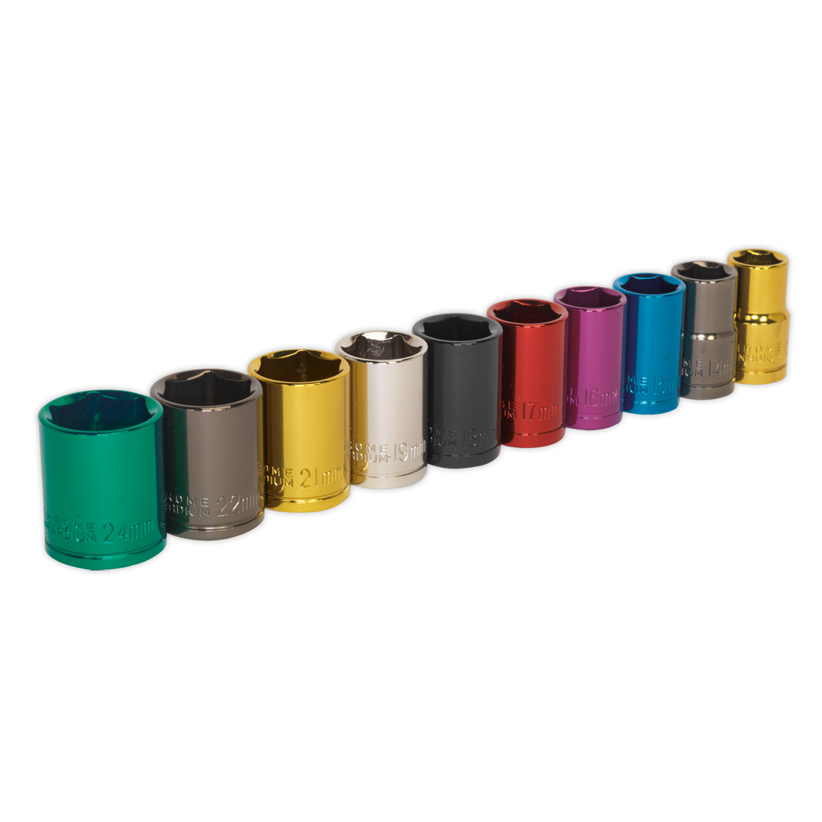 Sealey 10pc 1/2"Sq Drive Multi-Coloured Socket Set AK288