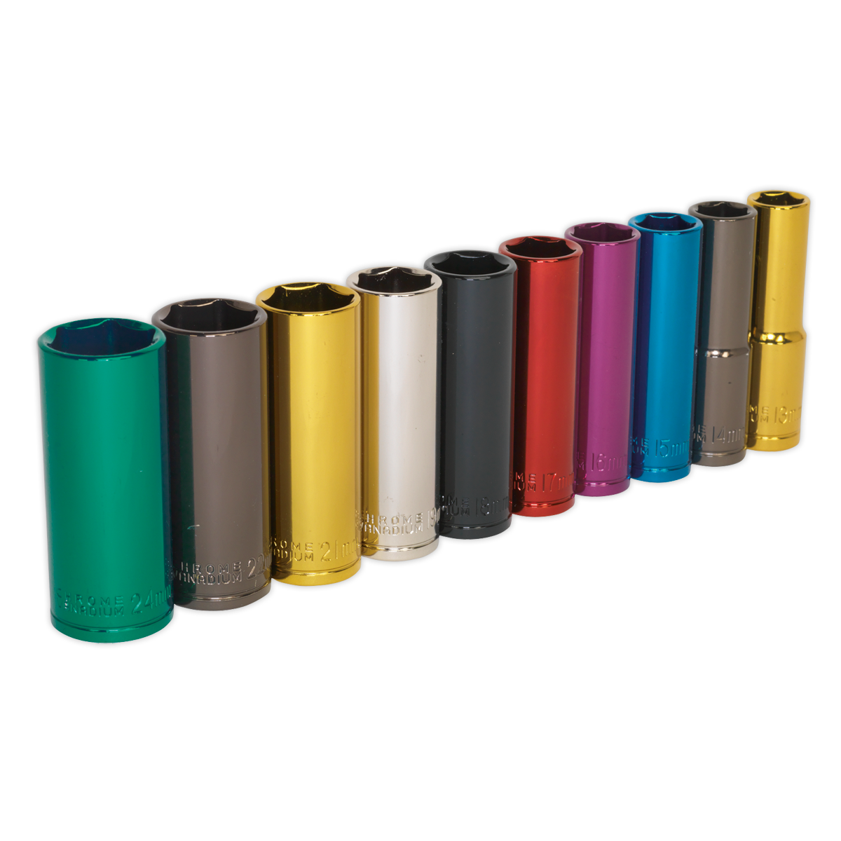 Sealey 10pc 1/2"Sq Drive Deep Multi-Coloured Socket Set AK288D