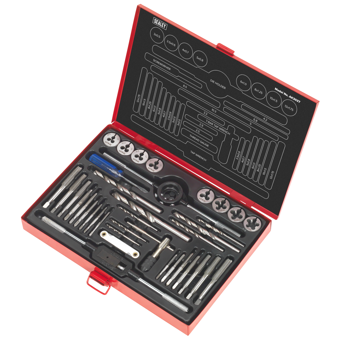 Sealey 37pc Tap & Die Set Split Dies - Metric AK3037