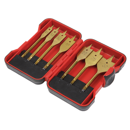 Sealey 7pc 1/4"Hex Shank Flat Wood Drill Bit Set AK3707FW
