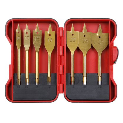 Sealey 7pc 1/4"Hex Shank Flat Wood Drill Bit Set AK3707FW