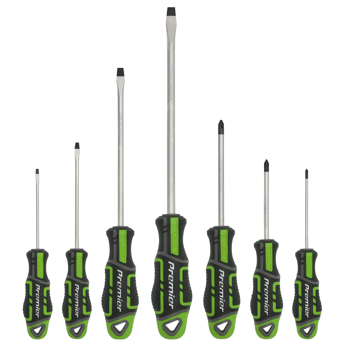 Sealey 7pc GripMAX® Screwdriver Set - Hi-Vis Green AK4321HV
