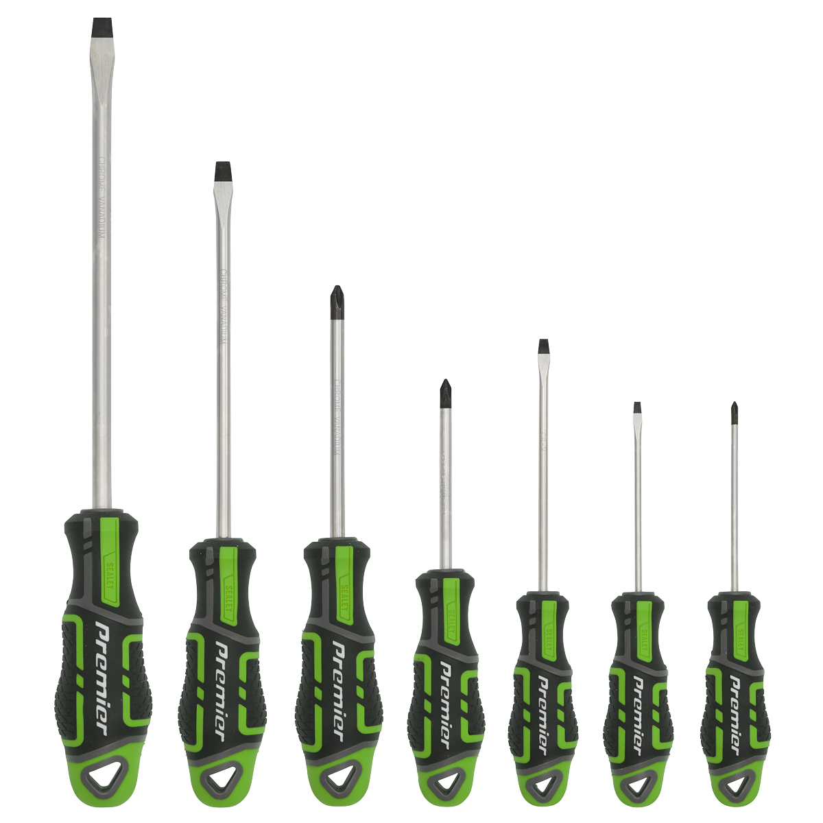 Sealey 7pc GripMAX® Screwdriver Set - Hi-Vis Green AK4321HV