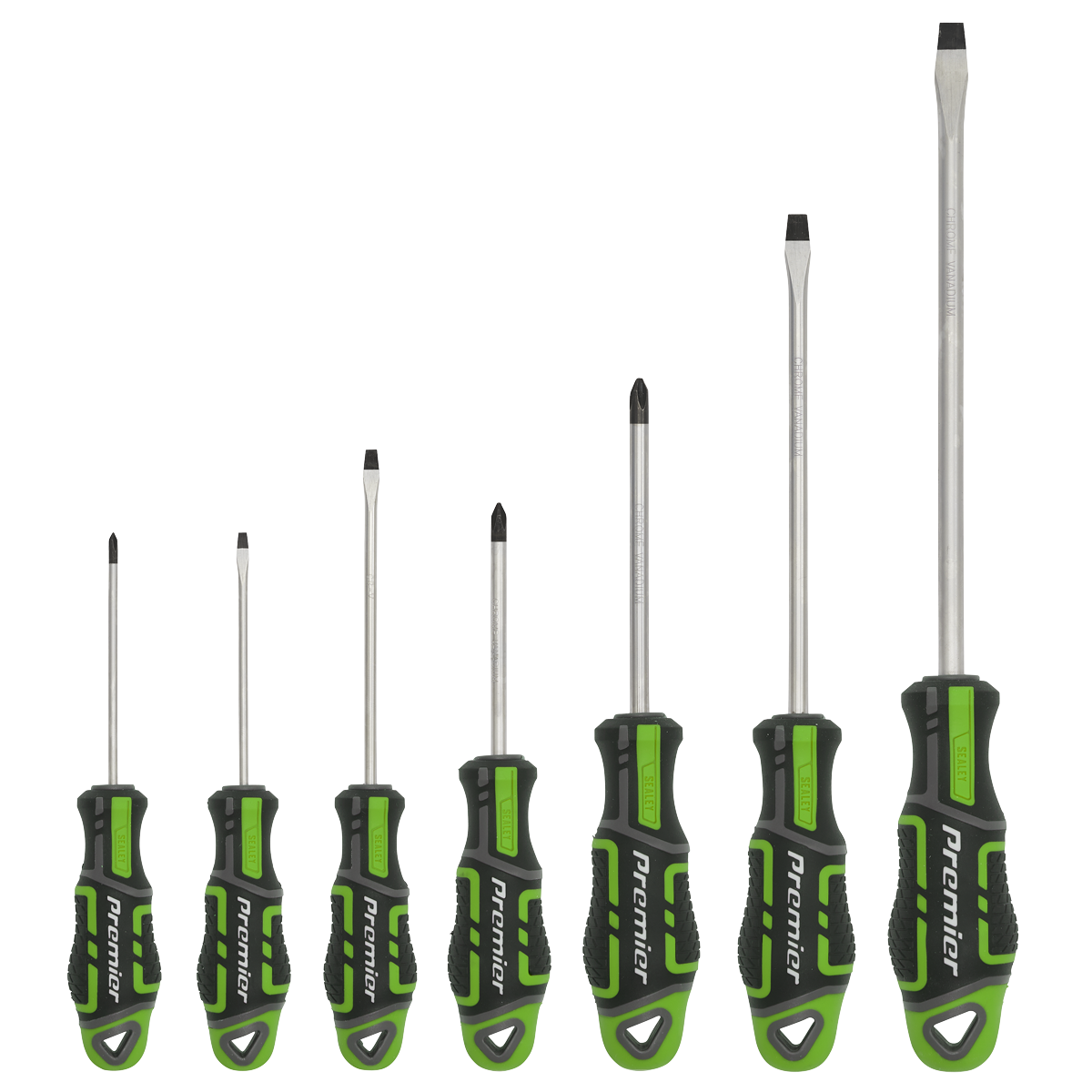 Sealey 7pc GripMAX® Screwdriver Set - Hi-Vis Green AK4321HV