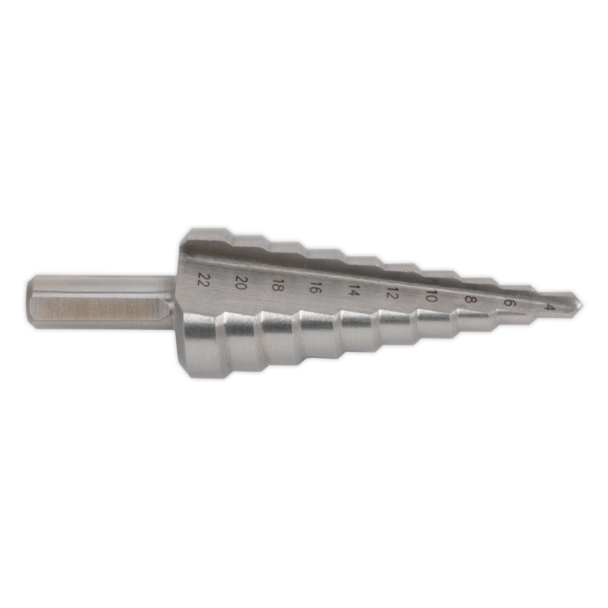Sealey 4-22mm Double Flute HSS M2 Step Drill Bit AK4722