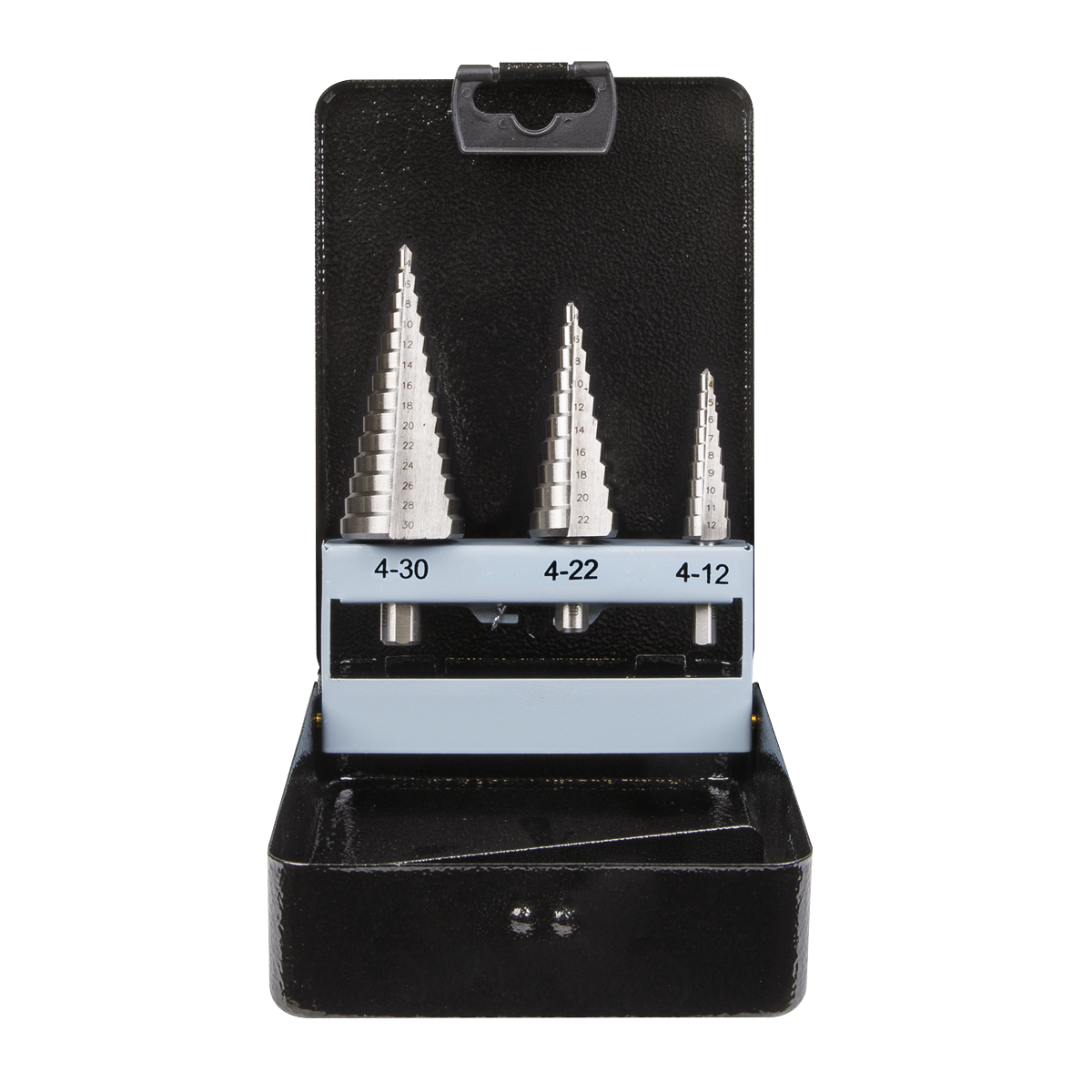 Sealey 3pc Double Flute HSS 4341 Step Drill Bit Set AK4746