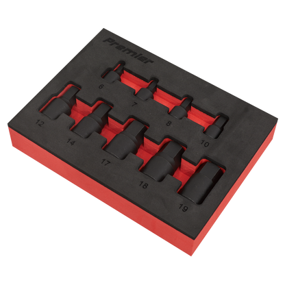 Sealey 9pc 1/4" & 3/8"Sq Drive Low Profile Hex Impact Socket Bit Set AK5525