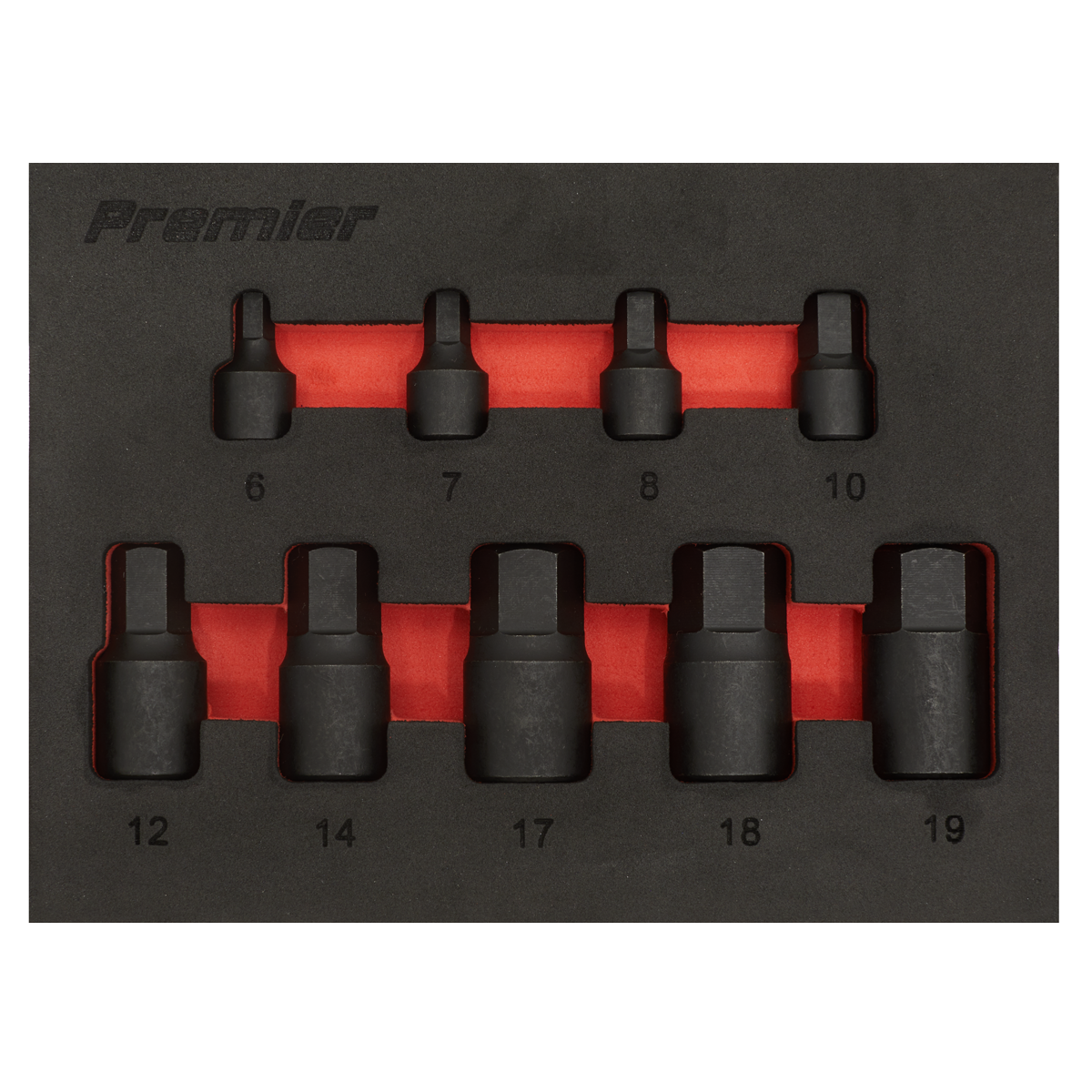 Sealey 9pc 1/4" & 3/8"Sq Drive Low Profile Hex Impact Socket Bit Set AK5525