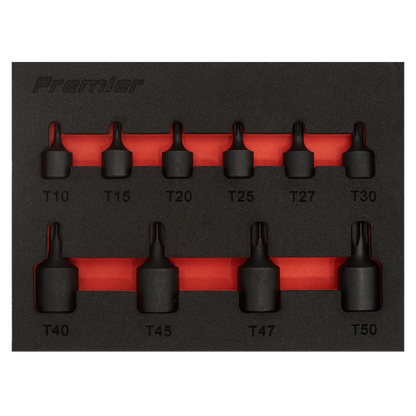 Sealey 10pc 1/4" & 3/8"Sq Drive Low Profile Impact TRX-Star* Socket Bit Set AK5526