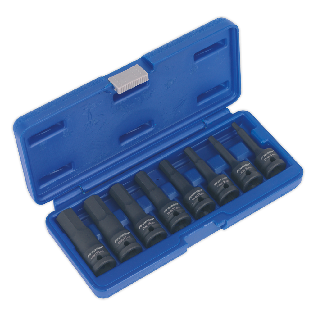 Sealey 8pc 1/2"Sq Drive Hex Impact Socket Bit Set AK5601