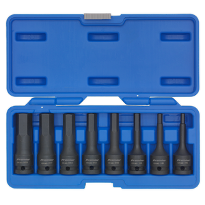 Sealey 8pc 1/2"Sq Drive Hex Impact Socket Bit Set AK5601