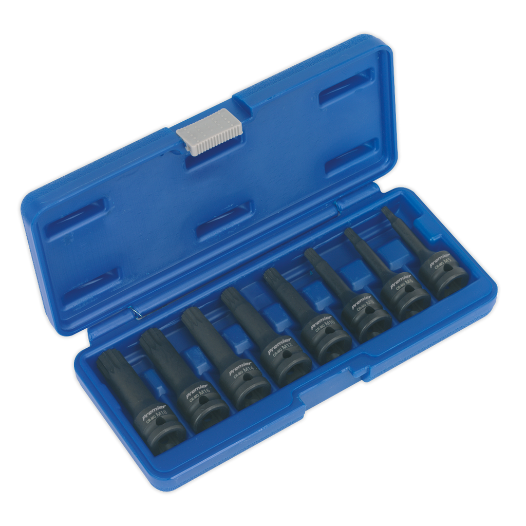 Sealey 8pc 1/2"Sq Drive Impact Spline Socket Bit Set AK5604