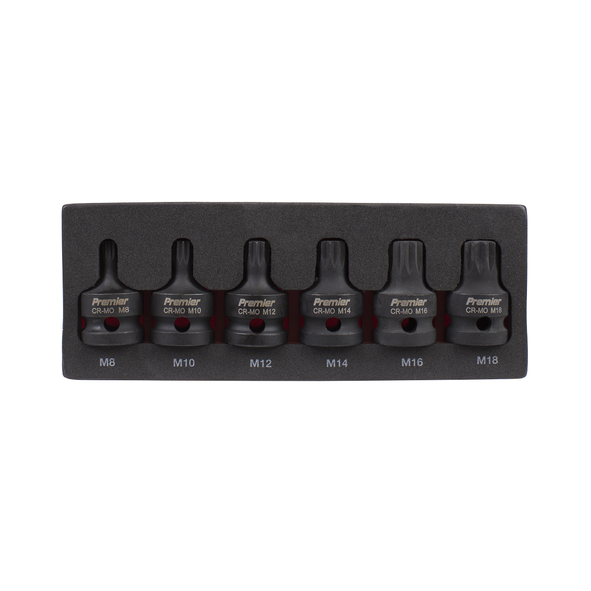 Sealey 6pc 1/2"Sq Drive Impact Spline Socket Bit Set AK5608